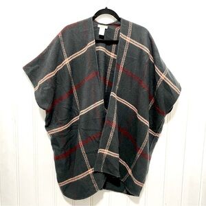 Loft green plaid poncho cardigan 649